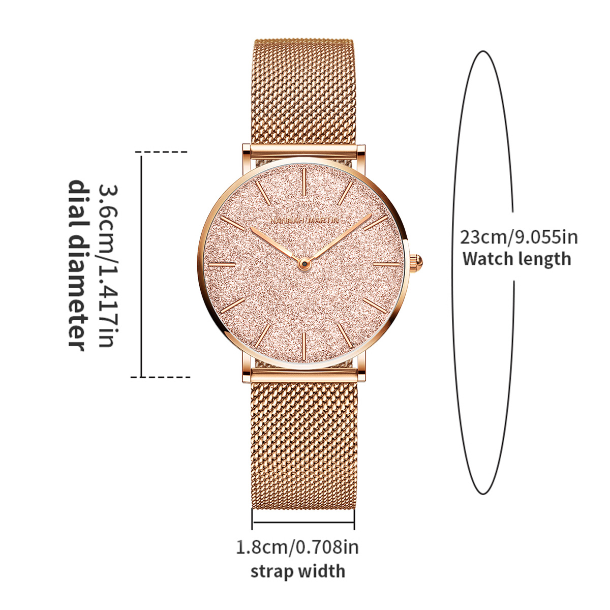 Hannah Martin Luxury Women's W - огляд і ціна Mesh Stainless Strap