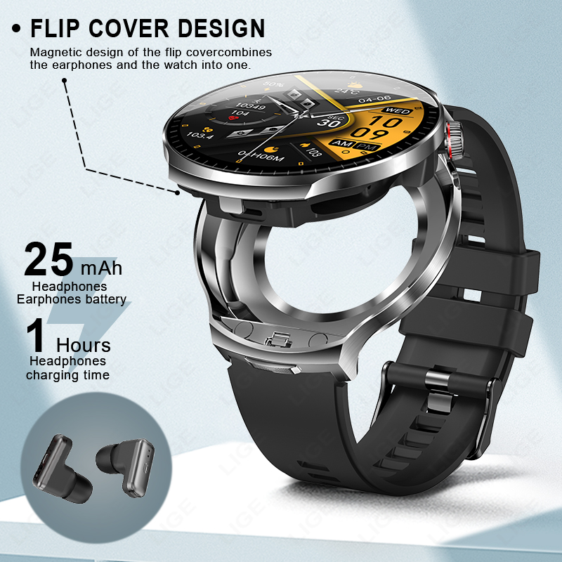 LIGE 2026 New TWS 2 in 1 Heads - огляд і ціна Smartwatch Noise Watches For Men
