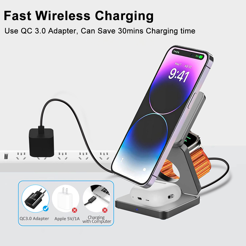 3 in 1 Foldable Magnetic Wirel - огляд і ціна Smartwatch Watches Compatible With Iphone