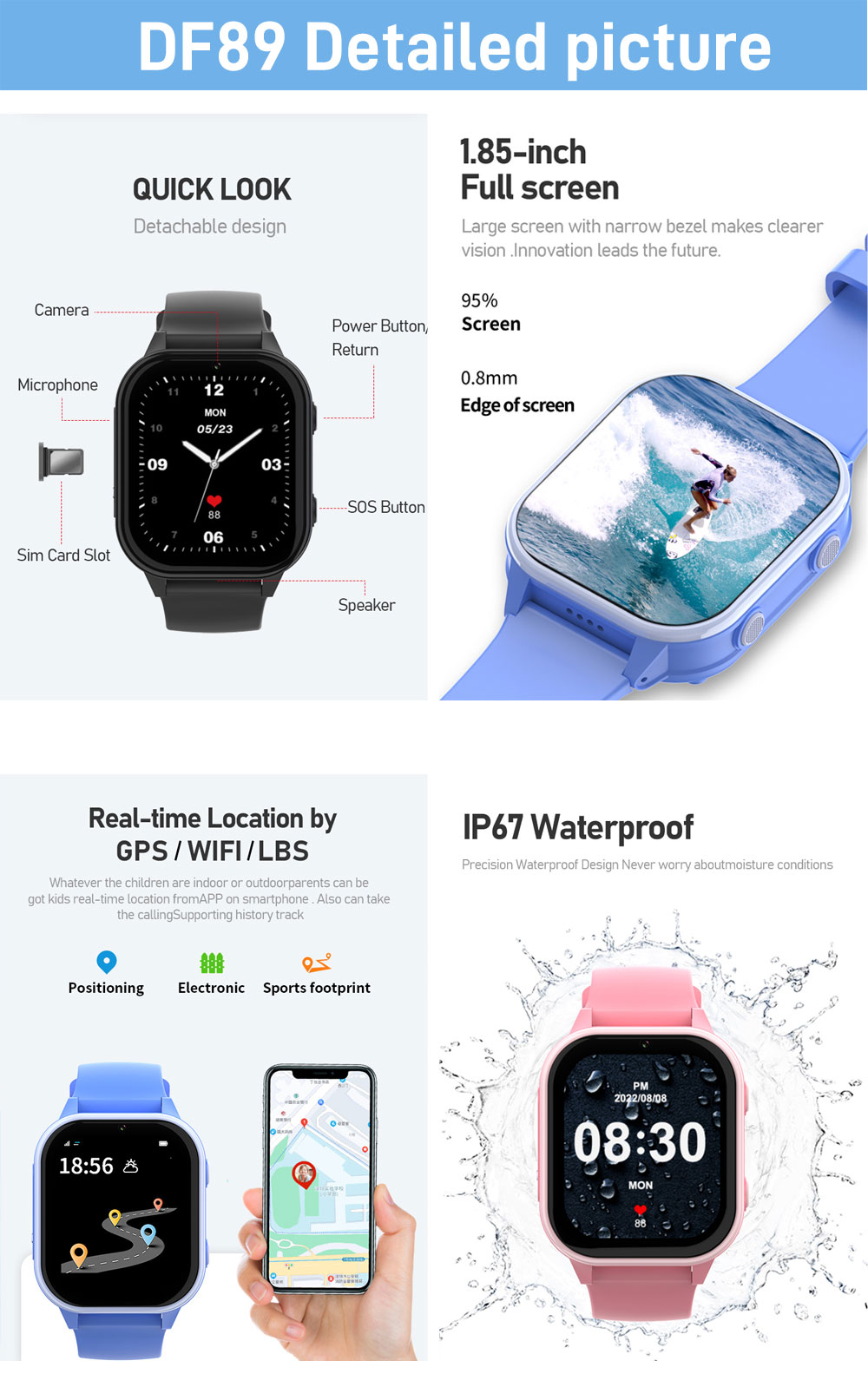 2G 4G Kids Smart Watch Phone G - огляд і ціна Smartwatch Watches Gift For Girls
